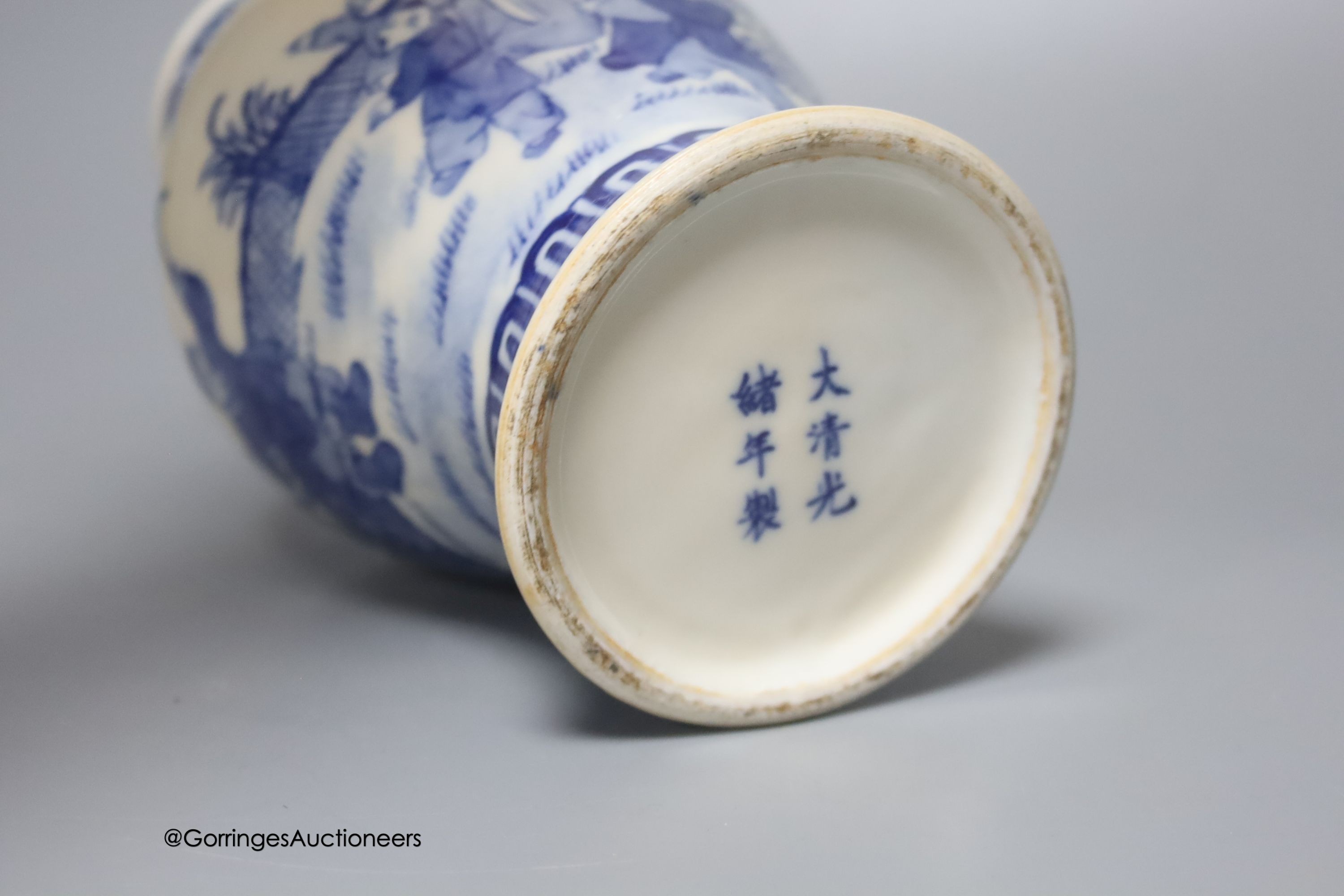 An early 20th century Chinese blue and white baluster vase, Guangxu mark, height 24cm